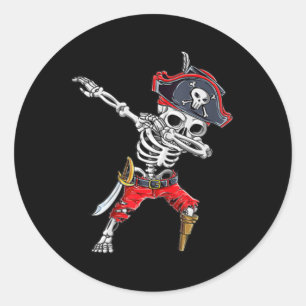 Dabbing Skeleton Pirate Funny Halloween Kinder Jol Runder Aufkleber