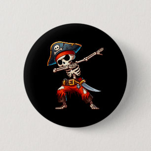 Dabbing Skeleton Pirate Halloween Kids Pirate Button