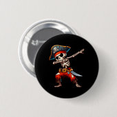 Dabbing Skeleton Pirate Halloween Kids Pirate Button (Vorne & Hinten)