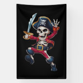 Dabbing Skeleton Pirate Halloween Kids Piratenflag Banner (Vertikal)