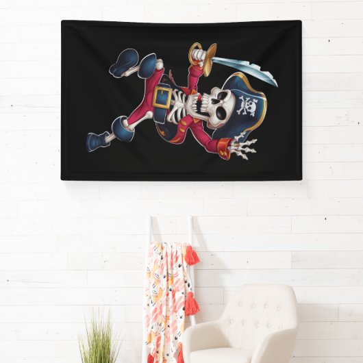 Dabbing Skeleton Pirate Halloween Kids Piratenflag Banner (InSitu)