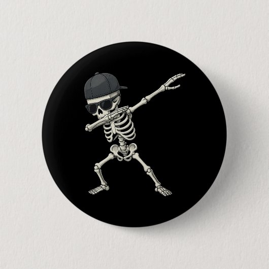Dabbing Skeleton Pirate Halloween Kids Piratenflag Button (Vorderseite)