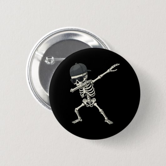 Dabbing Skeleton Pirate Halloween Kids Piratenflag Button (Vorne & Hinten)