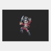 Dabbing Skeleton Pirate Halloween Kids Piratenflag Geschenkpapier Set (Vorderseite)