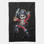 Dabbing Skeleton Pirate Halloween Kids Piratenflag Geschirrtuch (Vertikal)