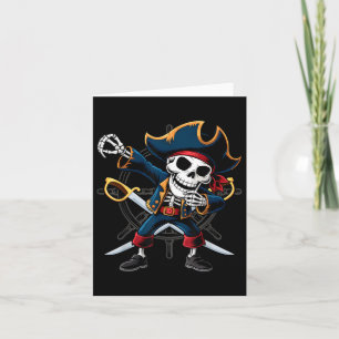 Dabbing Skeleton Pirate Halloween Kids Piratenflag Karte