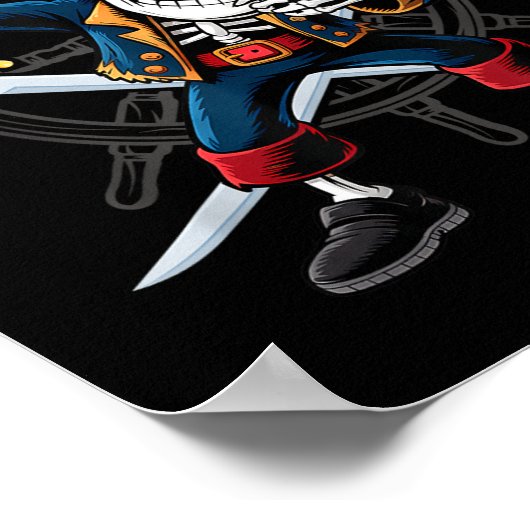 Dabbing Skeleton Pirate Halloween Kids Piratenflag Poster (Ecke)