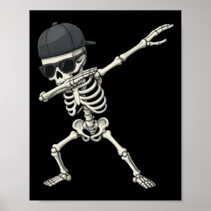 Dabbing Skeleton Pirate Halloween Kids Piratenflag Poster
