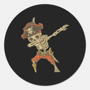 Dabbing Skeleton Pirate Halloween Kids Piratenflag Runder Aufkleber