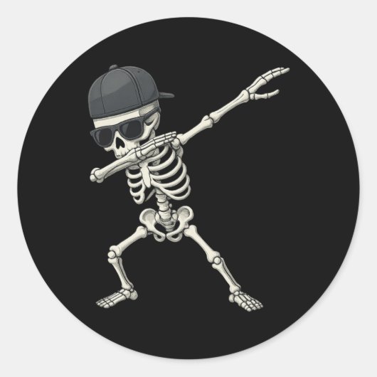 Dabbing Skeleton Pirate Halloween Kids Piratenflag Runder Aufkleber (Vorderseite)