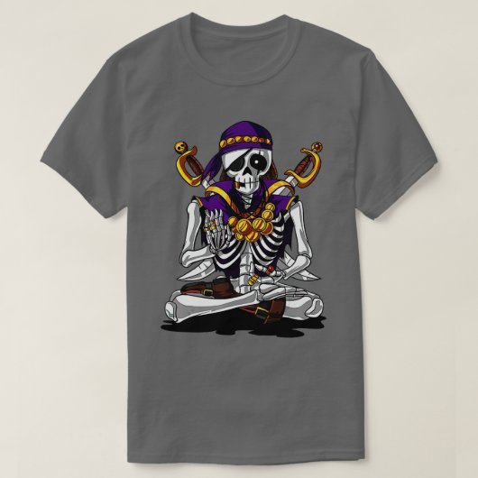 Dabbing Skeleton Pirate Halloween Kostüm Jolly Ro T-Shirt (Design vorne)