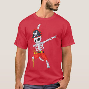 Dabbing Skeleton Pirate Piratenflagge Halloween T-Shirt