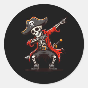 Dabbing Skeleton Pirate Runder Aufkleber