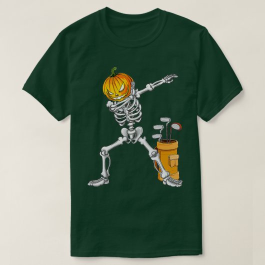 Dabbing Skeleton Pumpkin Golf Halloween Costume Gi T-Shirt (Design vorne)