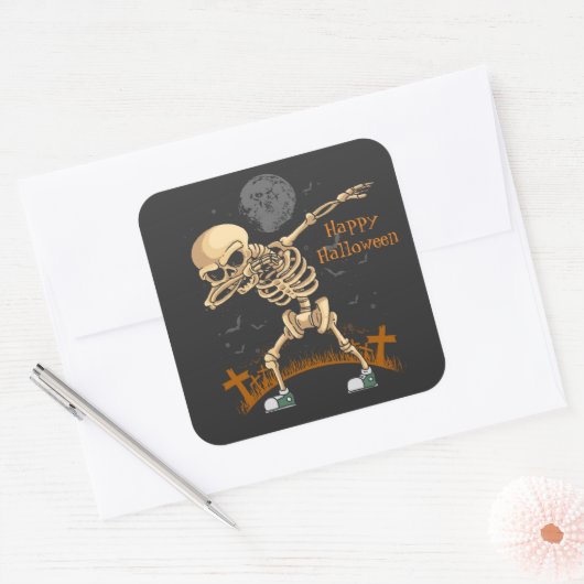 Dabbing Skeleton Quadratischer Aufkleber (Umschlag)