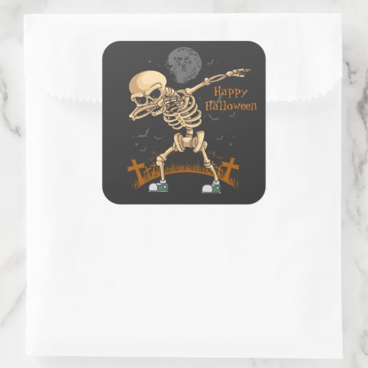 Dabbing Skeleton Quadratischer Aufkleber (Tasche)