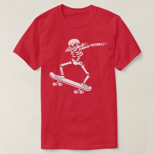 Dabbing Skeleton Skateboard Costume Funny Hallowee T-Shirt (Design vorne)