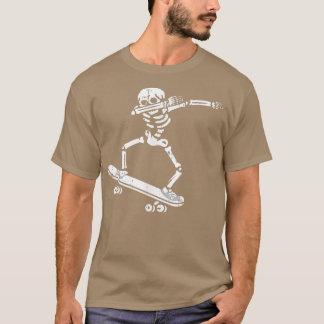 Dabbing Skeleton Skateboard Kostüm Witziges Hallow T-Shirt