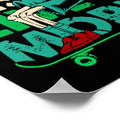 Dabbing Skeleton Skateboarder Skater Deck Skateboa Poster (Ecke)