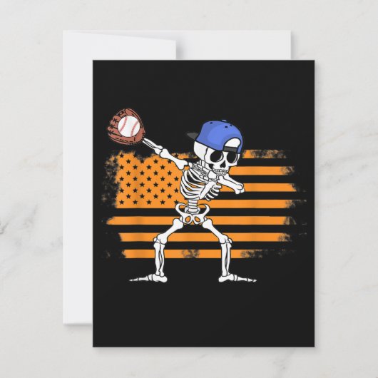 Dabbing Skelett Baseball Funny Halloween Einladung (Vorderseite)
