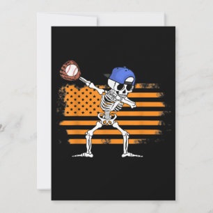 Dabbing Skelett Baseball Lustiges Halloween Feiertagskarte