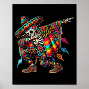 Dabbing-Skelett Cinco de Mayo-Festhut Poster