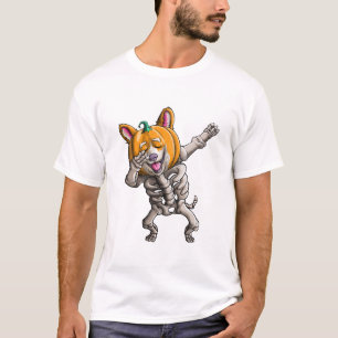 Dabbing-Skelett-Corgi Süßer Halloween-Corgi Lustig T-Shirt