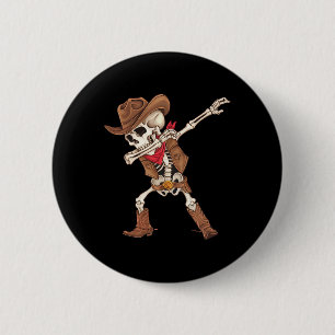 Dabbing-Skelett-Cowboy-Halloween-Kostüm Jungen Män Button