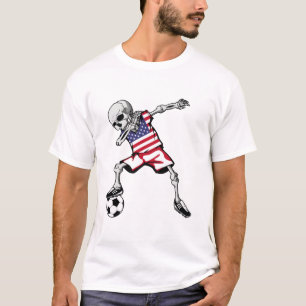 Dabbing-Skelett-Fußball-Halloween-Vereinigte Staat T-Shirt
