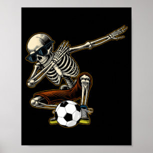 Dabbing-Skelett-Fußballspieler Cooler Halloween Poster