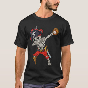 Dabbing-Skelett-Pirat-Baseball-lustiges-Halloween- T-Shirt