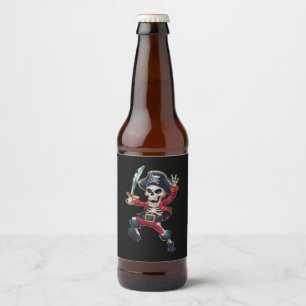 Dabbing-Skelett-Pirat-Halloween-Kinder-Jolly-Roger Bierflaschenetikett