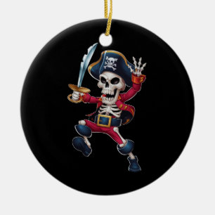 Dabbing-Skelett-Pirat-Halloween-Kinder-Jolly-Roger Keramik Ornament