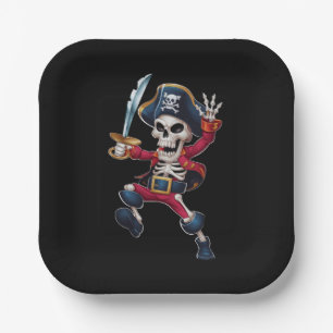 Dabbing-Skelett-Pirat-Halloween-Kinder-Jolly-Roger Pappteller