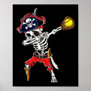 Dabbing-Skelett-Pirat und Softll Ll Halloween Co Poster