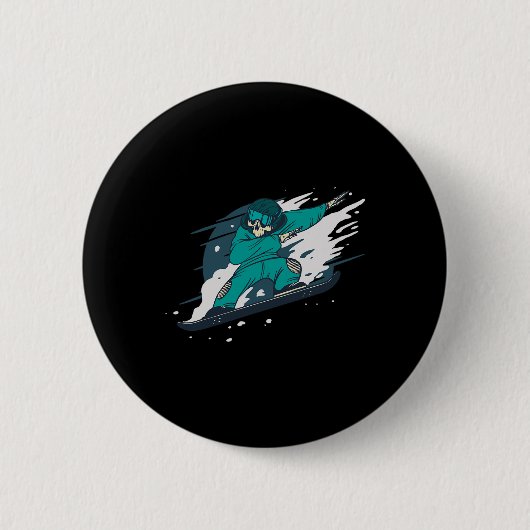 Dabbing Skelett Snowboarder Snowboard Snowboardin Button (Vorderseite)
