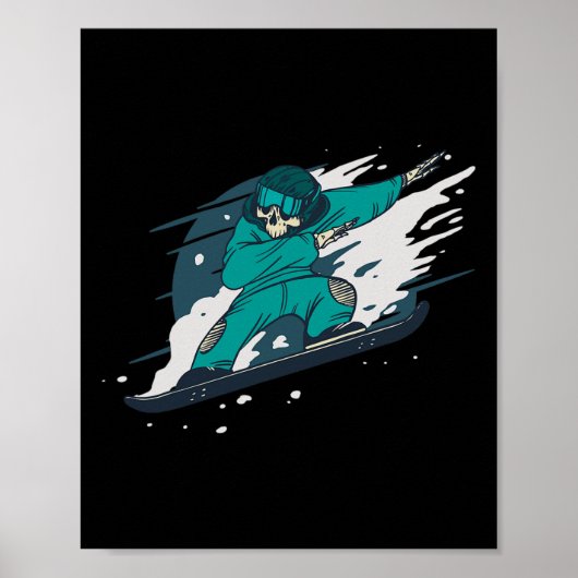 Dabbing Skelett Snowboarder Snowboard Snowboardin Poster (Vorne)