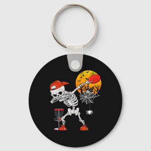 Dabbing-Skelett spielt Disc-Golf Halloween-Spieler Schlüsselanhänger