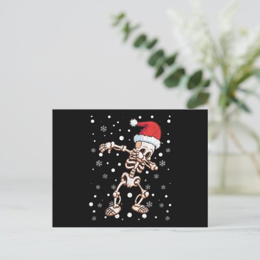 Dabbing Skelett Weihnachten Postkarte (Stehend Vorderseite)