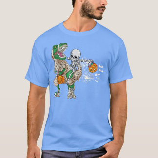 Dabbing Skeletter Riding Mummy Dinosaur T re Hallo T-Shirt