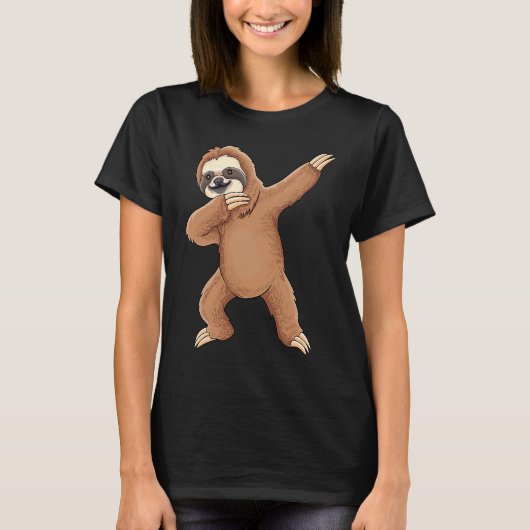 Dabbing Sloth Dance Move Dab Sloth niedlicher Hang T-Shirt (Vorderseite)