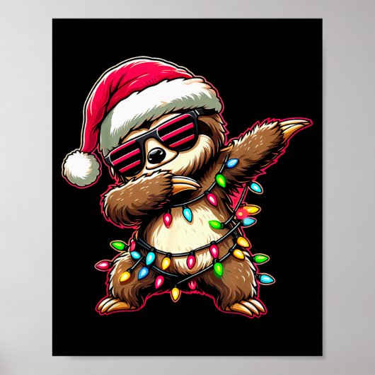 Dabbing Sloth Xmas For Kids Boys Girl Sloth Lover Poster (Vorne)
