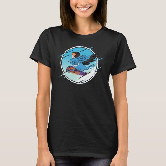 Dabbing Snowboard Parrot I Blue masked Lovebird T-Shirt (Vorderseite)
