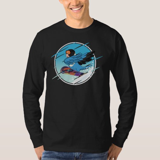 Dabbing Snowboard Parrot I Blue masked Lovebird T-Shirt (Vorderseite)