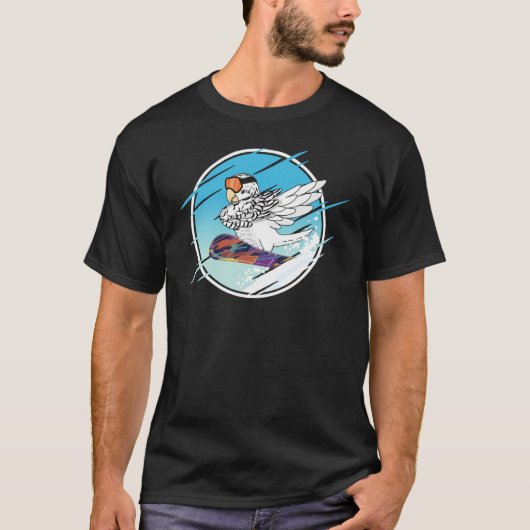 Dabbing Snowboard Parrot I White Budgie Budgerigar T-Shirt (Vorderseite)