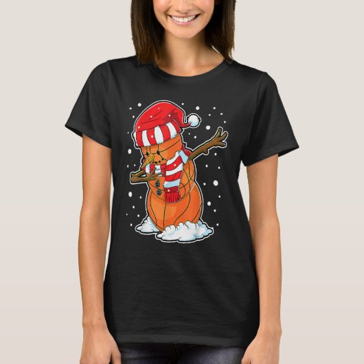 Dabbing Snowman Basketball Ball Christmas Santa Bo T-Shirt (Vorderseite)