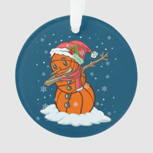 Dabbing Snowman Basketball Ball T-Shirt Weihnachts Ornament