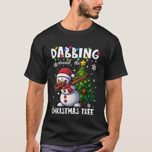 Dabbing Snowman Santa Squad Christmas Tree Boys Me T-Shirt (Vorderseite)