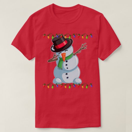 Dabbing Snowman Weihnachtslichter Dab Funny Snowma T-Shirt (Design vorne)