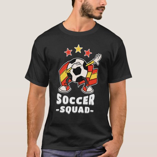 Dabbing Soccer Ball Spanish Flag Soccer Squad 1 T-Shirt (Vorderseite)